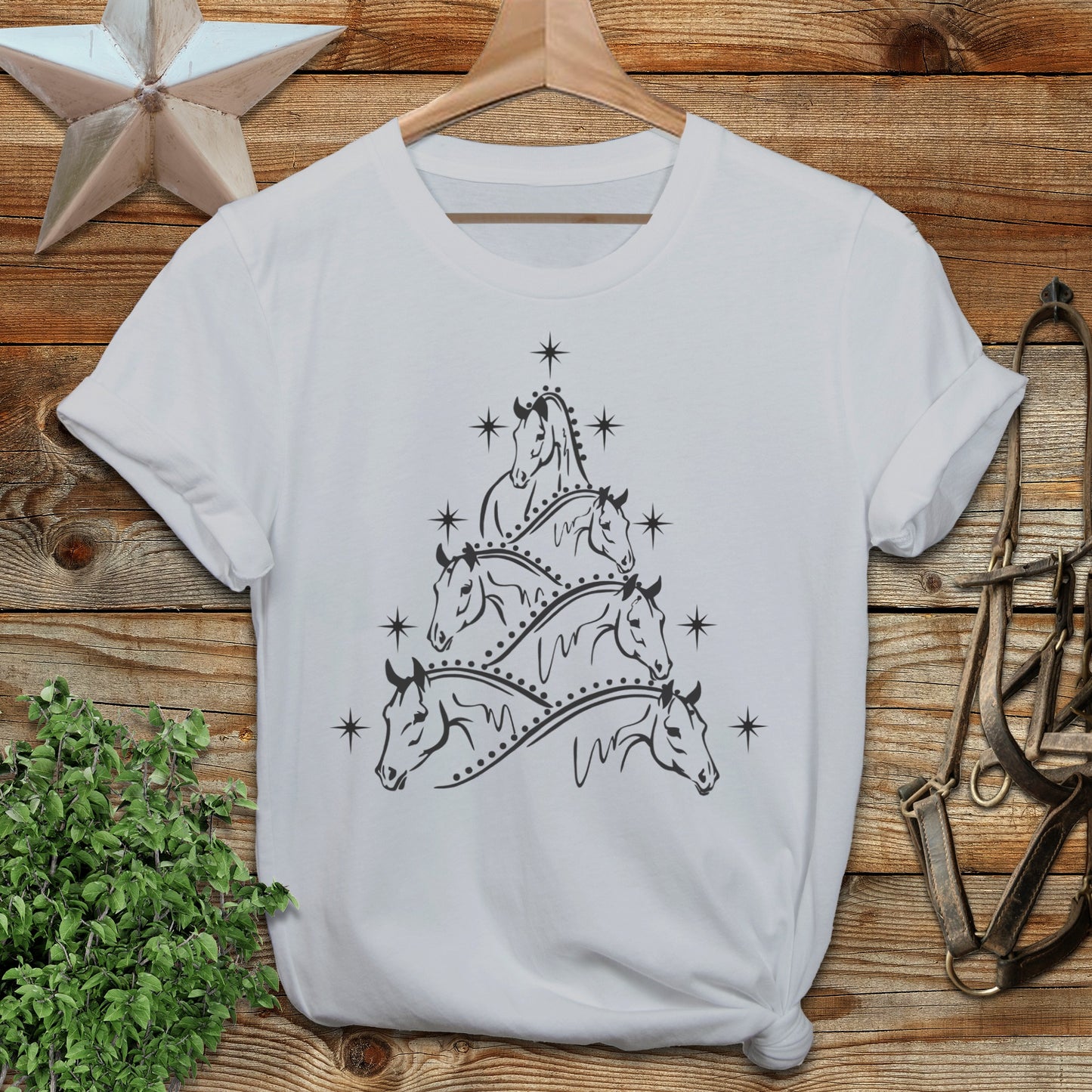Horse Art Christmas T-shirt