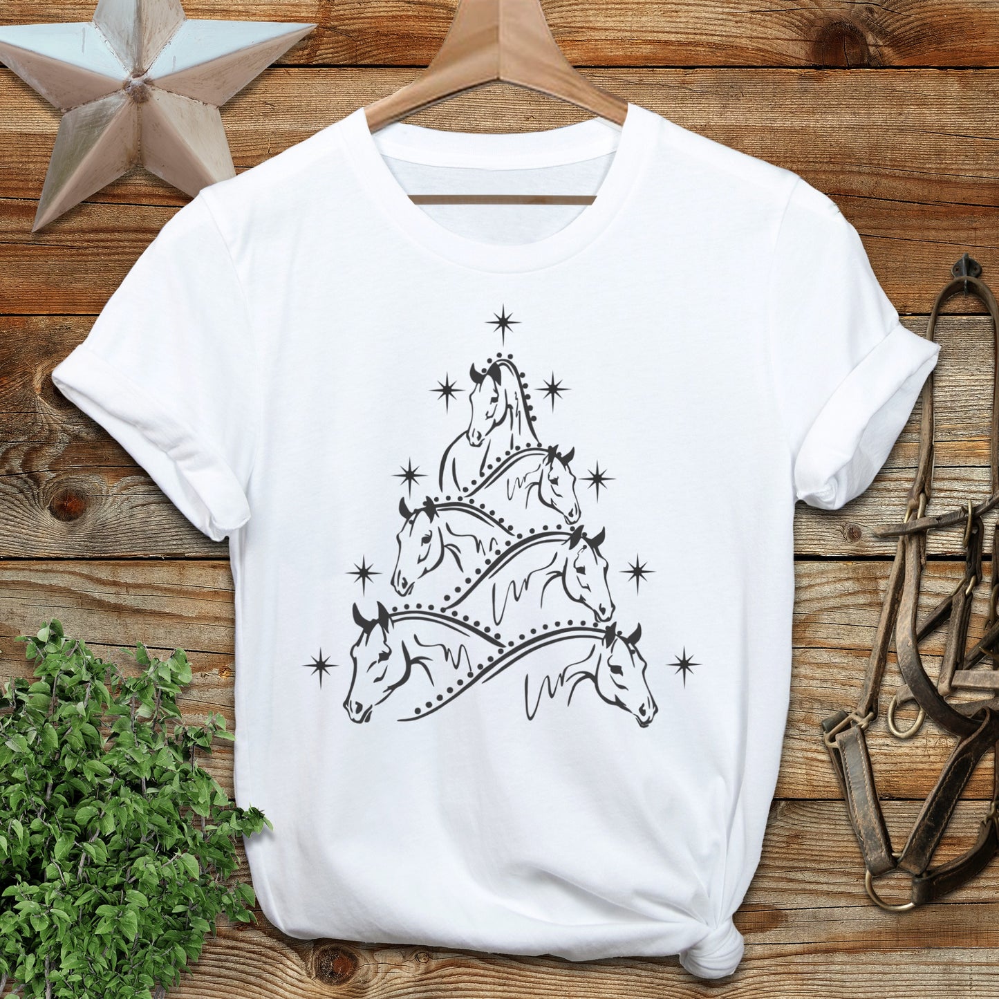Horse Art Christmas T-shirt