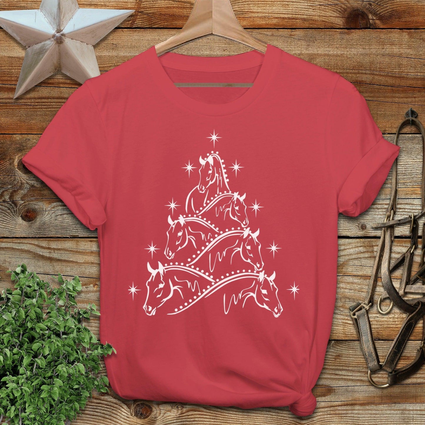 Horse Art Christmas T-shirt