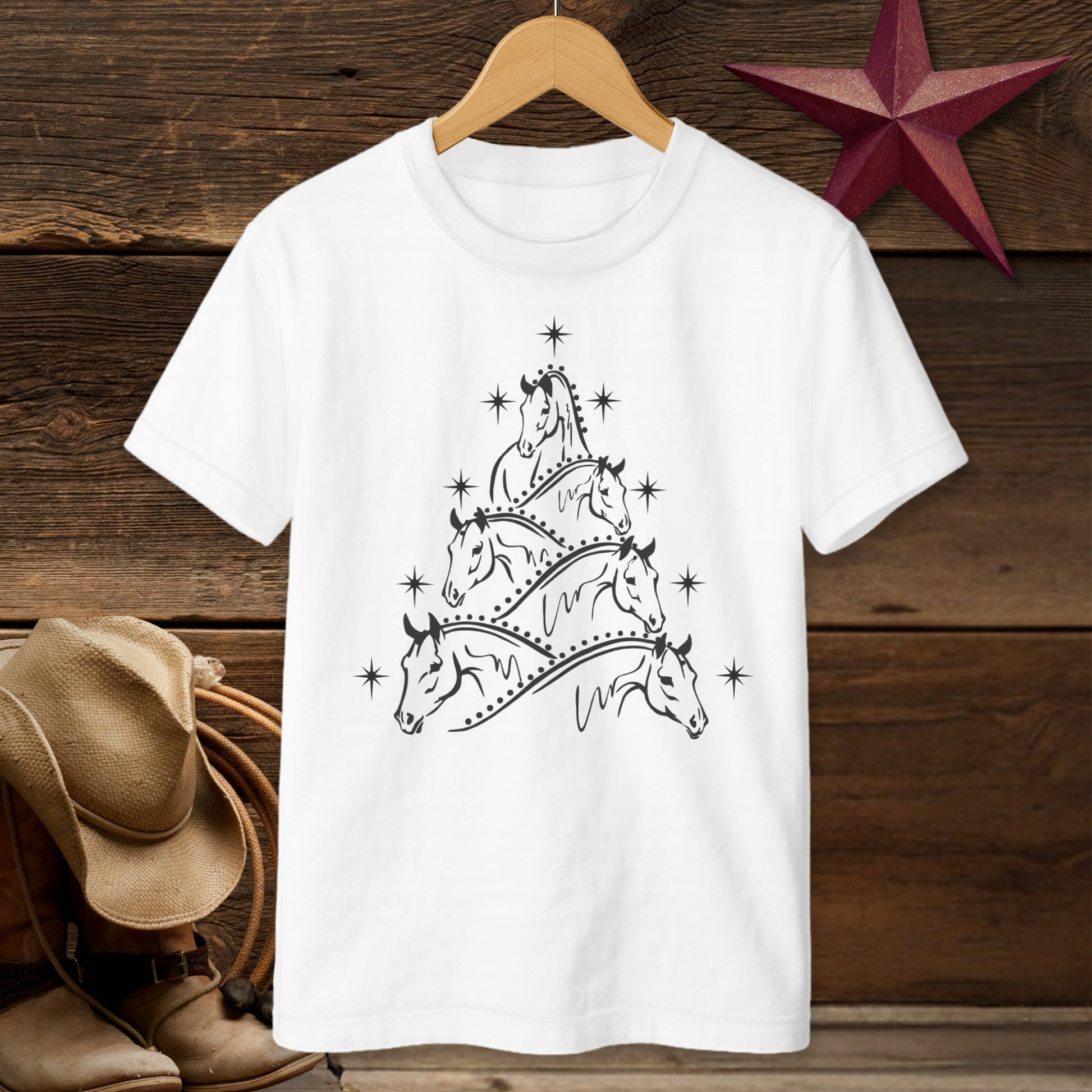Horse Art Christmas T-Shirt (Youth)