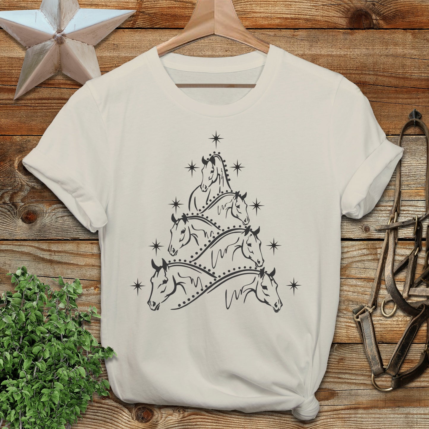 Horse Art Christmas T-shirt