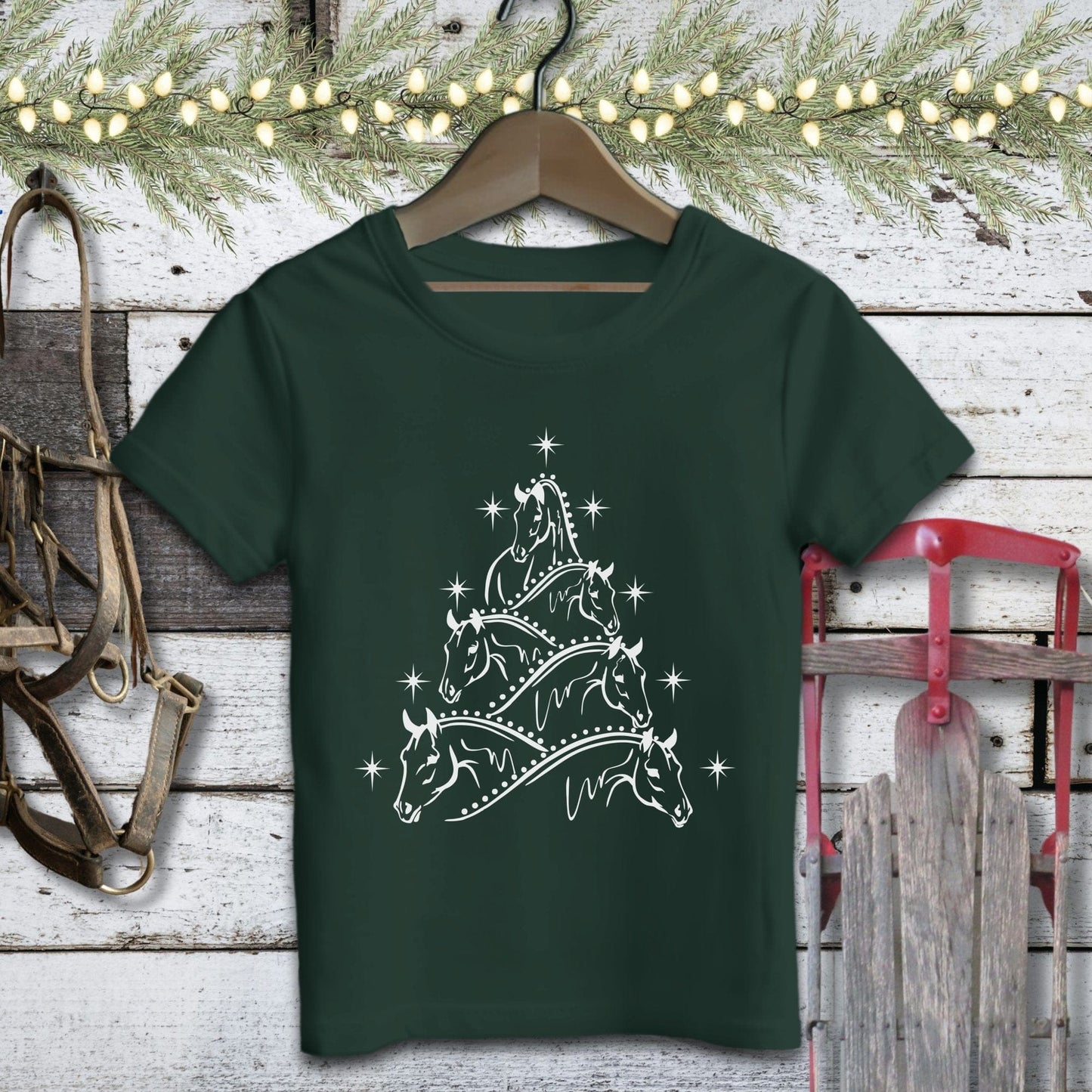 Horse Art Christmas Youth Shirt
