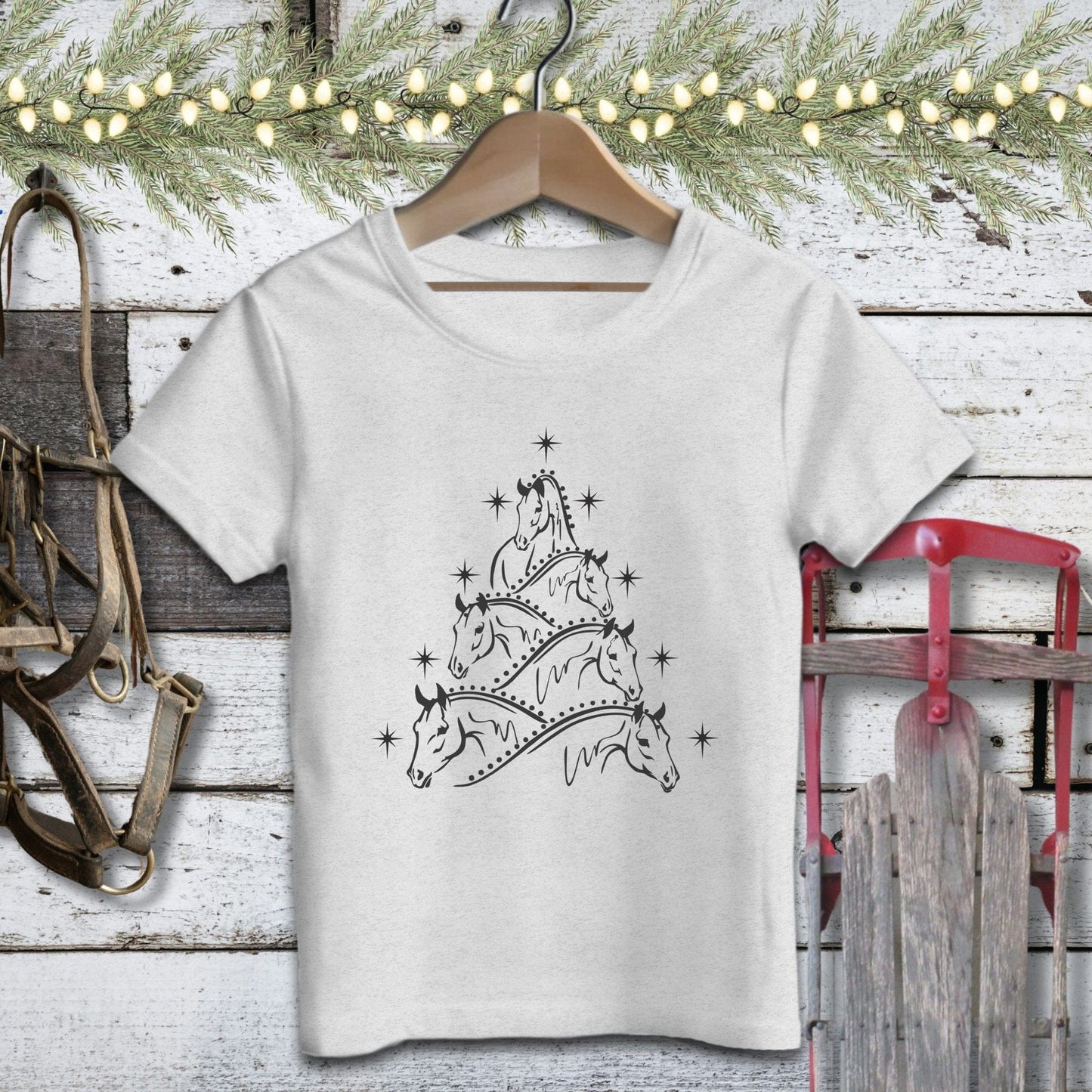 Horse Art Christmas Youth Shirt