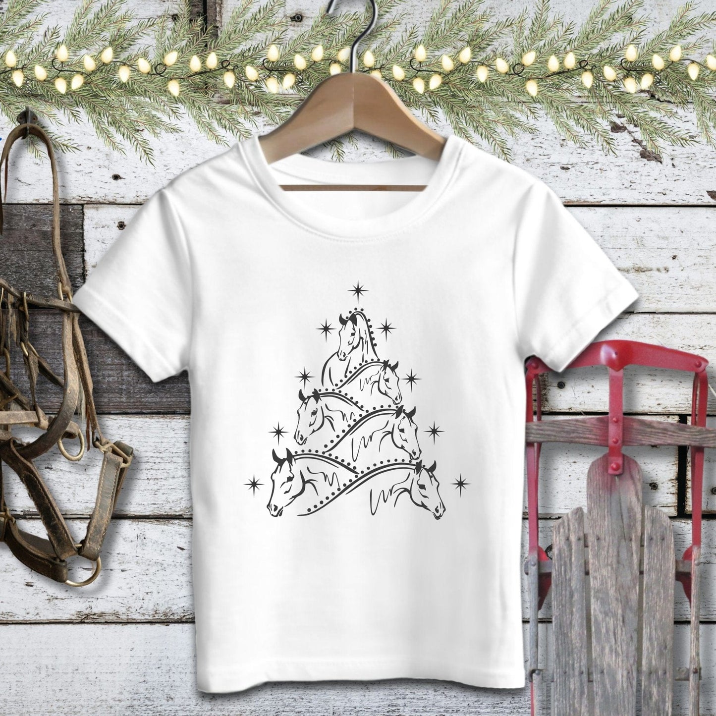 Horse Art Christmas Youth Shirt