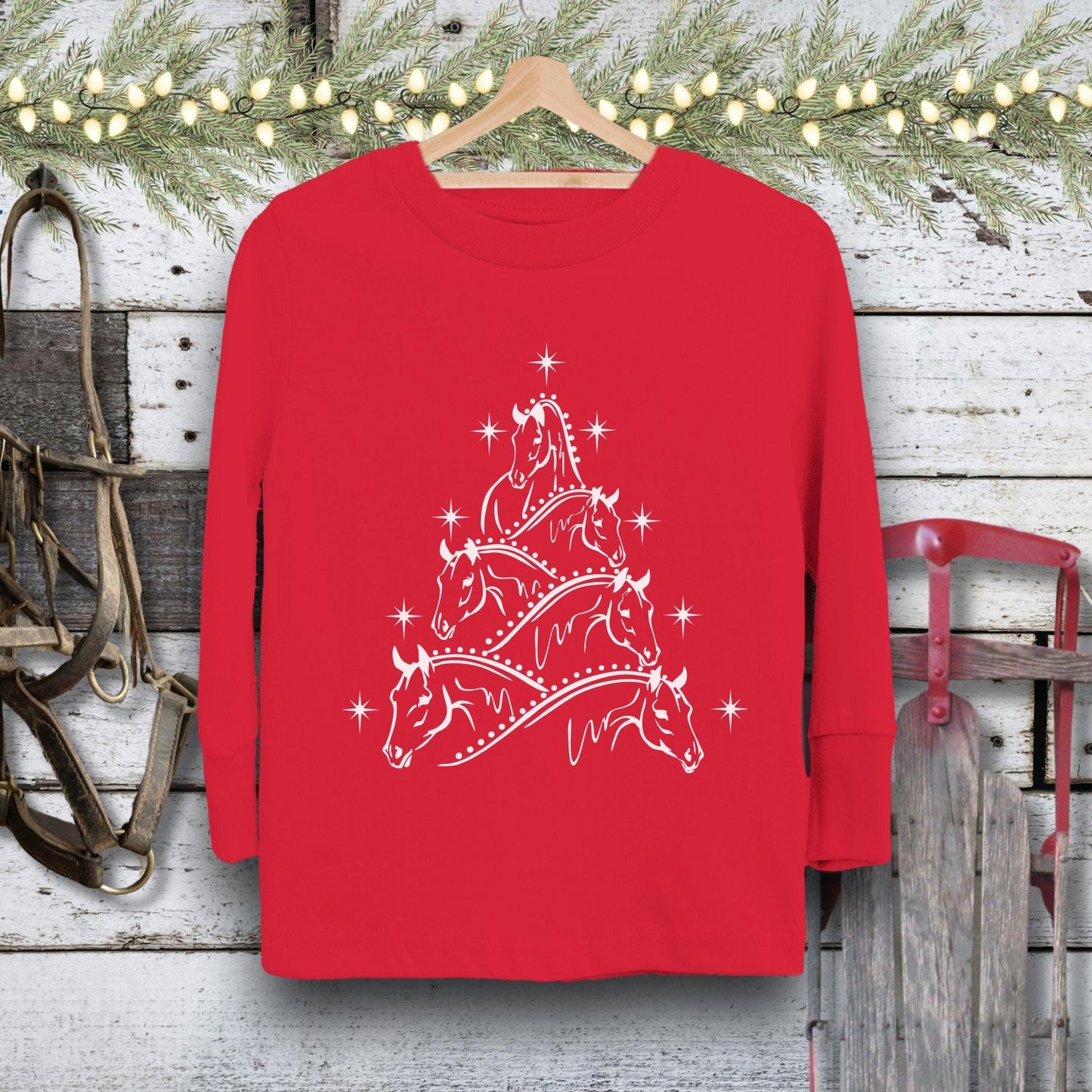 Horse Art Christmas Youth Shirt