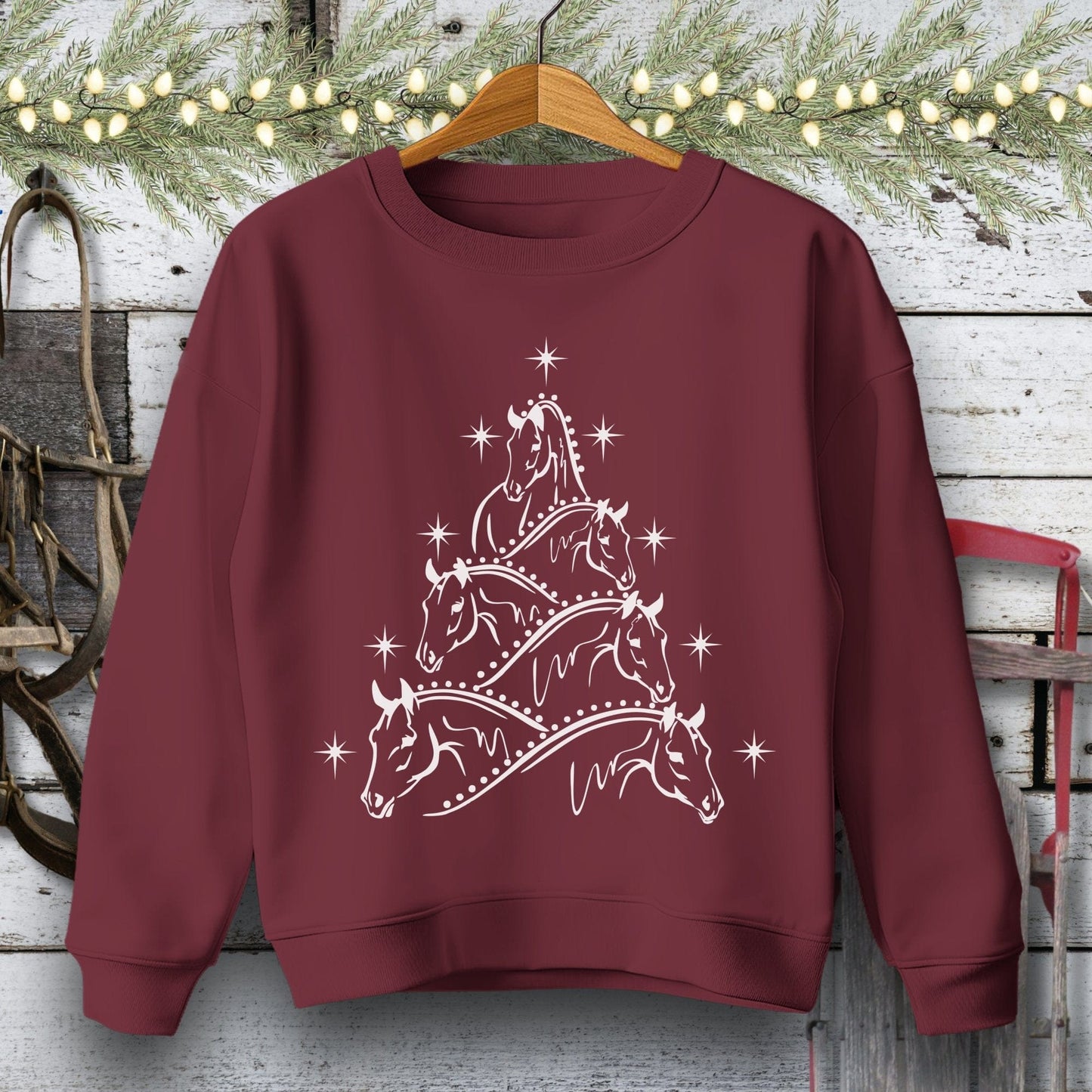 Horse Art Christmas Youth Shirt