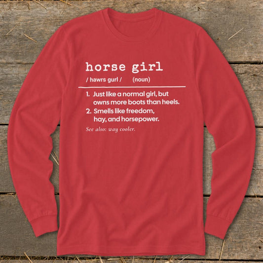 Horse Girl Definition Long Sleeve Tee - Red
