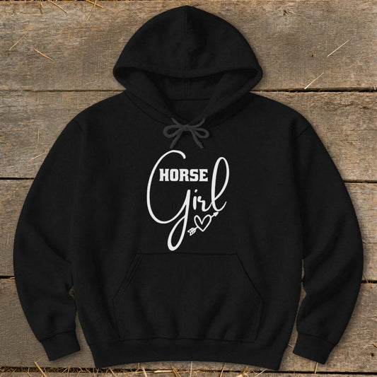 Horse Girl with Arrow Hoodie - Black