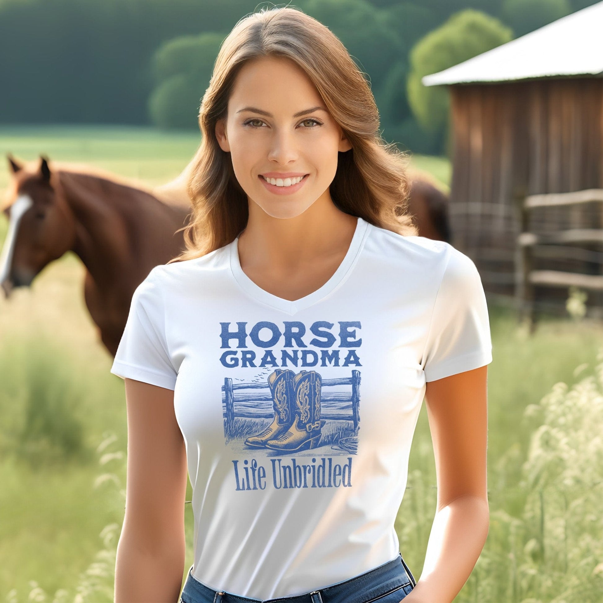 Horse Grandma V-neck