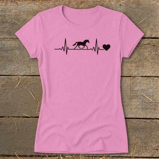 Horse Heartbeat Ladies Tee - Azalea