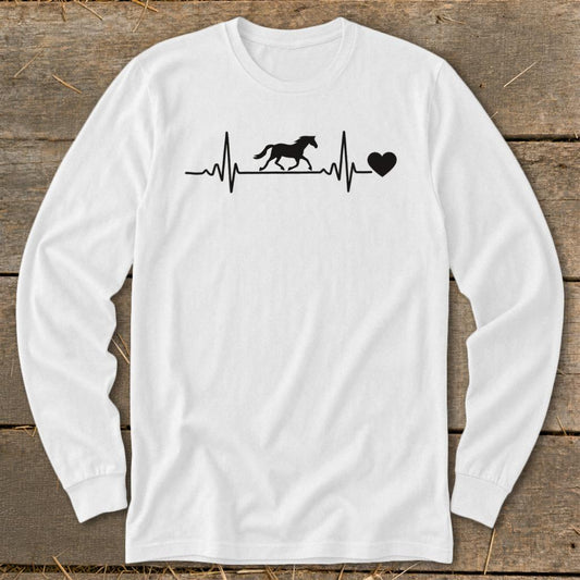 Horse Heartbeat Long Sleeve Tee - Ash