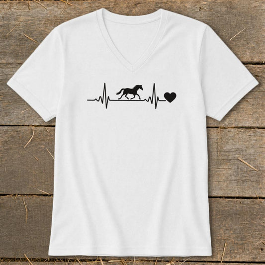 Horse Heartbeat V-neck - Ash