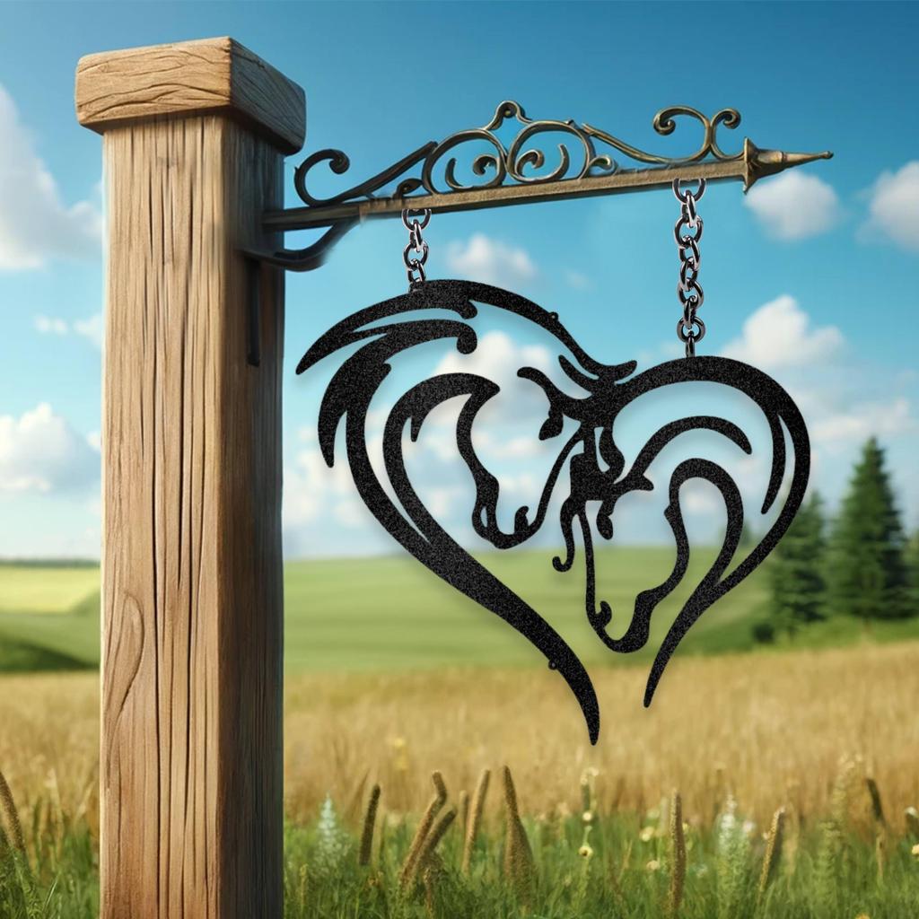 Horse Love Metal Art Sign