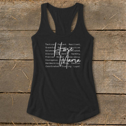 Horse Mama Words Racerback Tank
