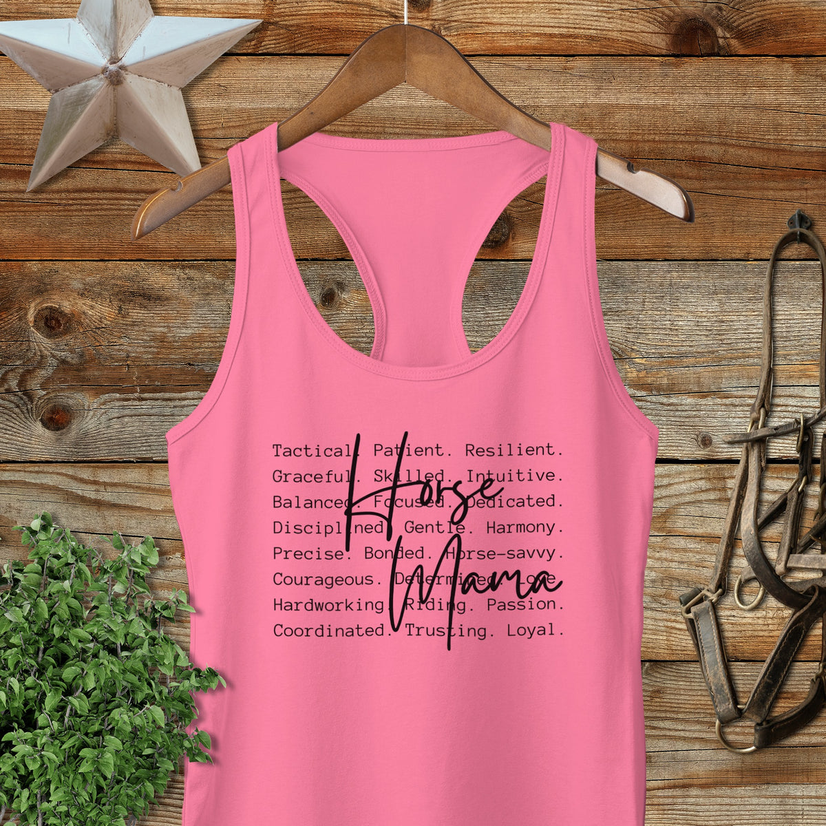 Horse Mama Words Racerback Tank