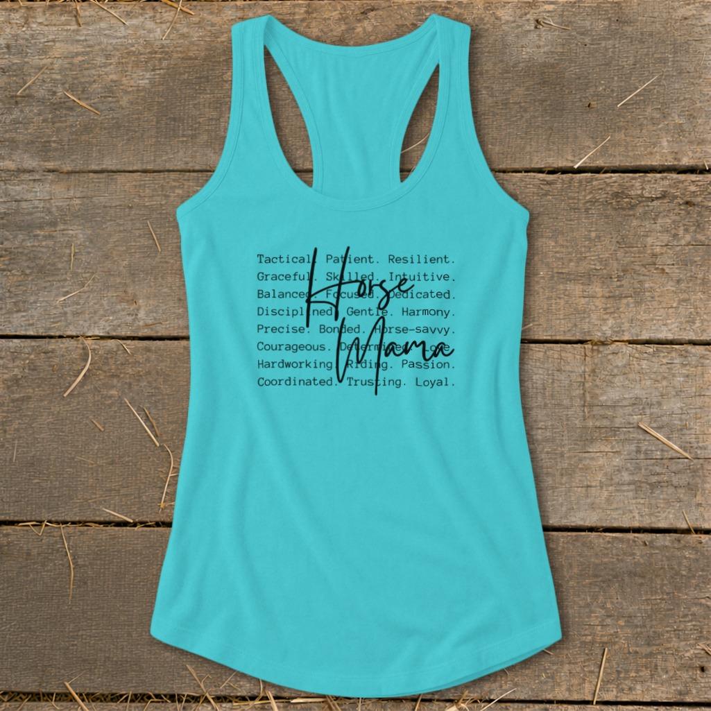 Horse Mama Words Racerback Tank