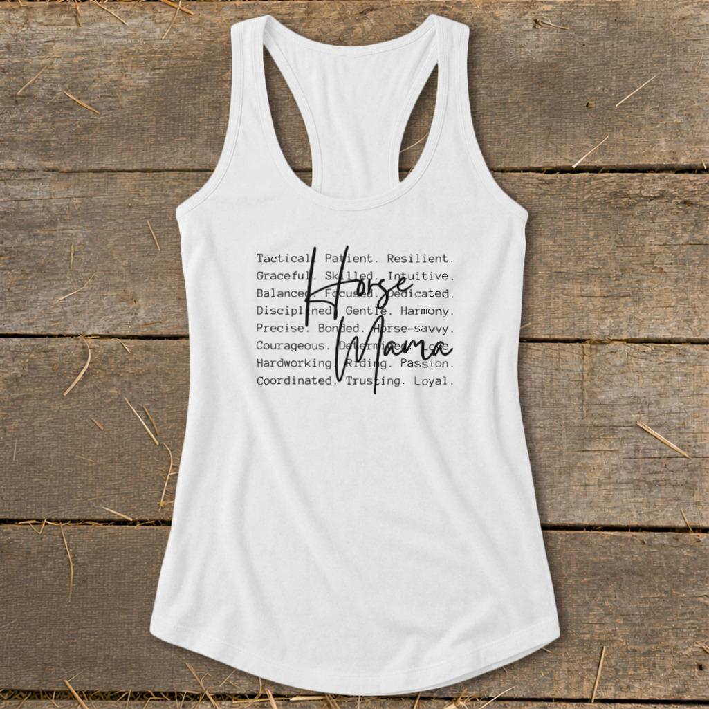 Horse Mama Words Racerback Tank