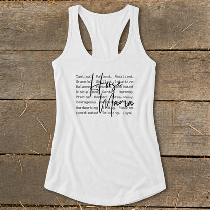 Horse Mama Words Racerback Tank