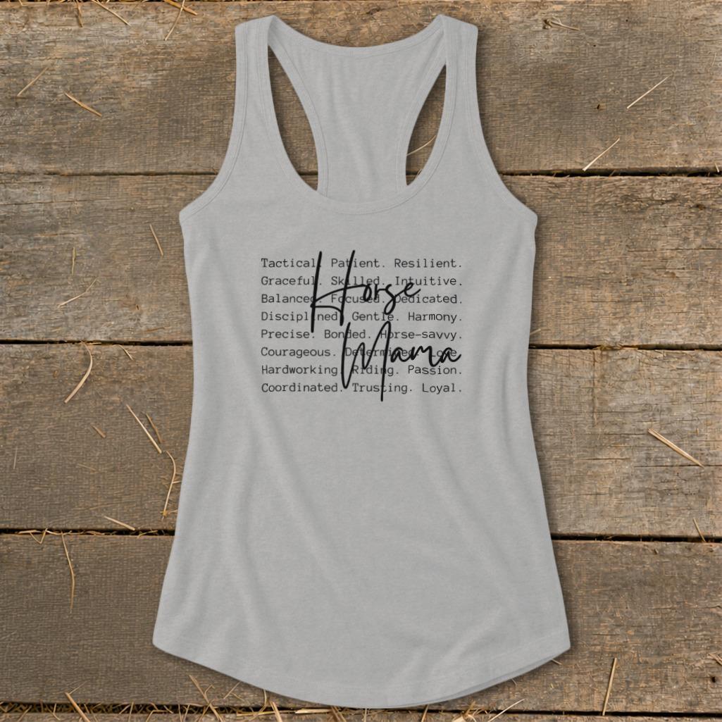 Horse Mama Words Racerback Tank
