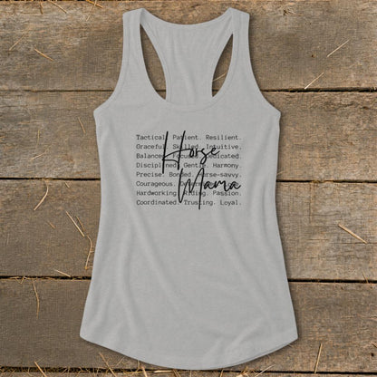 Horse Mama Words Racerback Tank