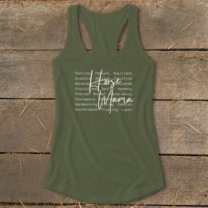 Horse Mama Words Racerback Tank