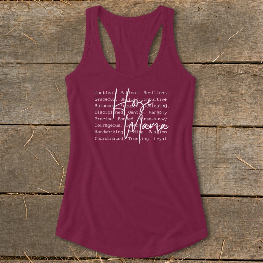 Horse Mama Words Racerback Tank