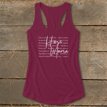 Horse Mama Words Racerback Tank