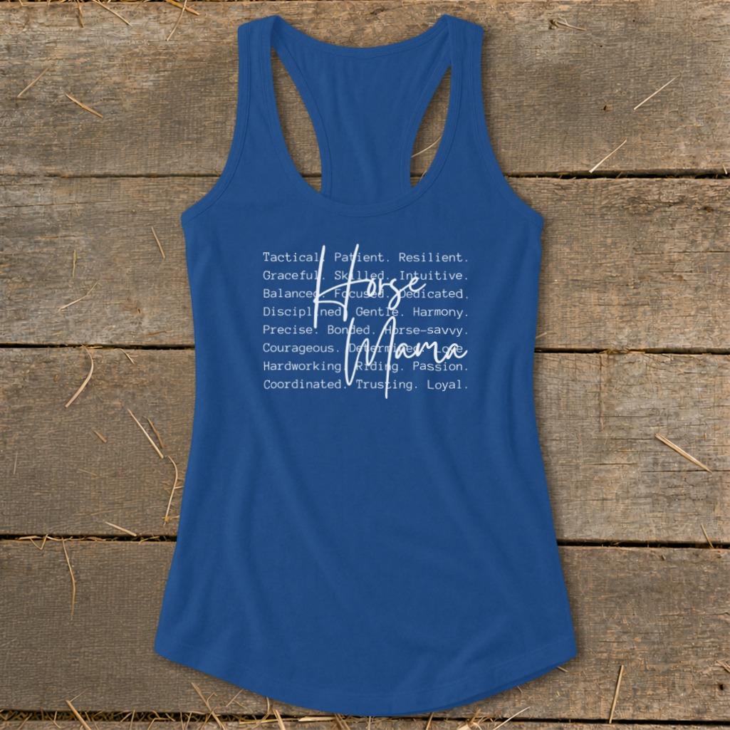 Horse Mama Words Racerback Tank