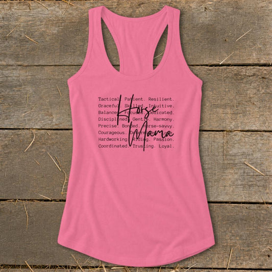 Horse Mama Words Racerback Tank