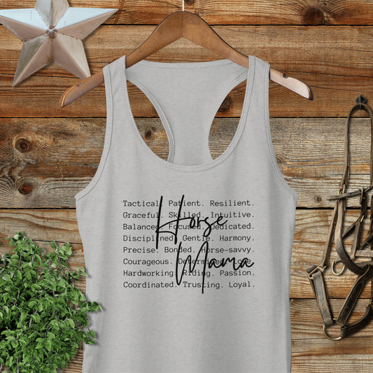 Horse Mana Words Racerback Tank