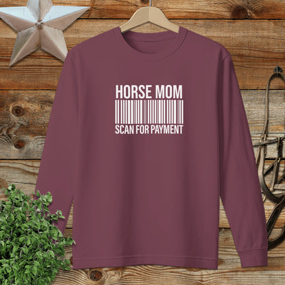 Horse Mom Scan for Payment Long Sleeve Tee