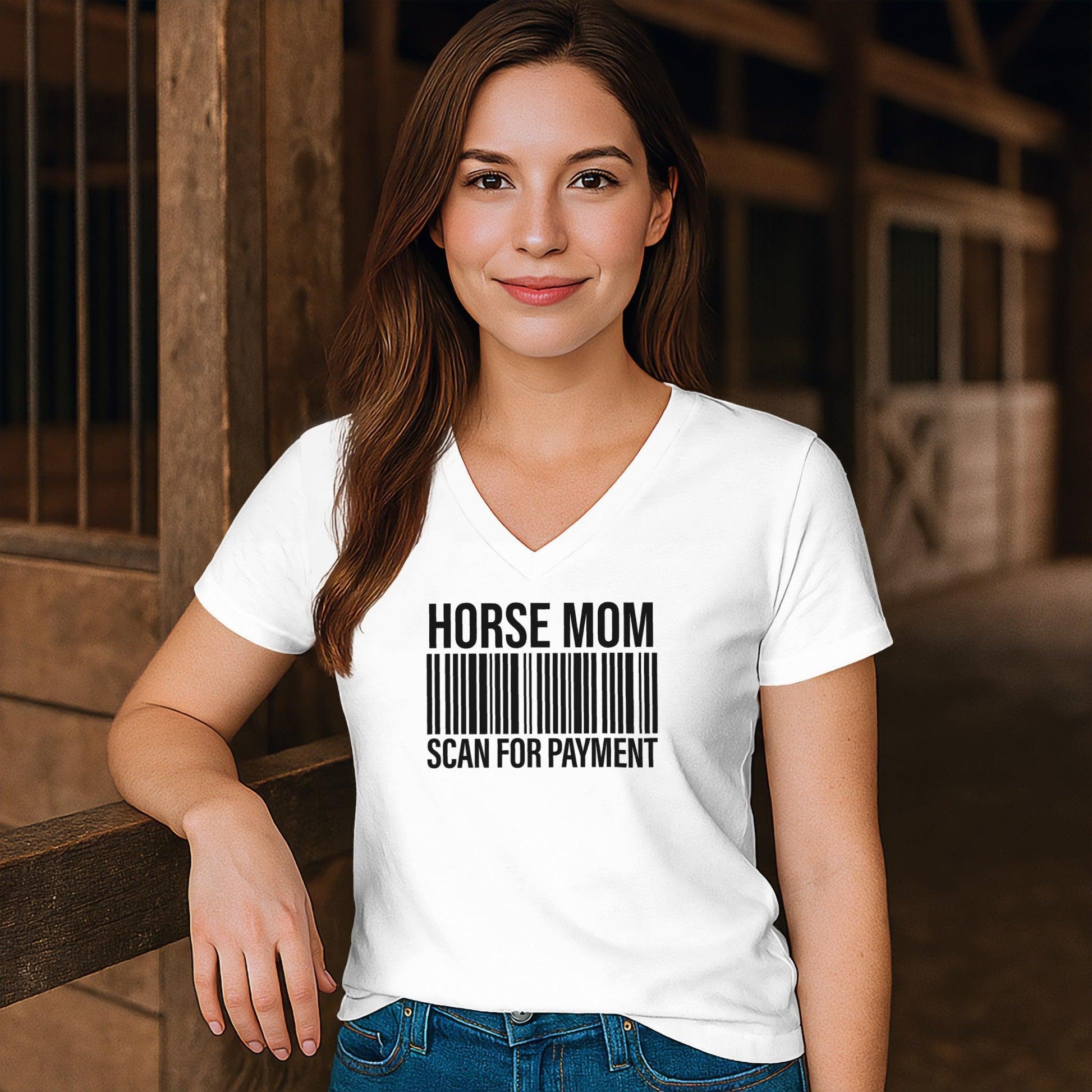 Horse Mom Scan for Payment V-neck