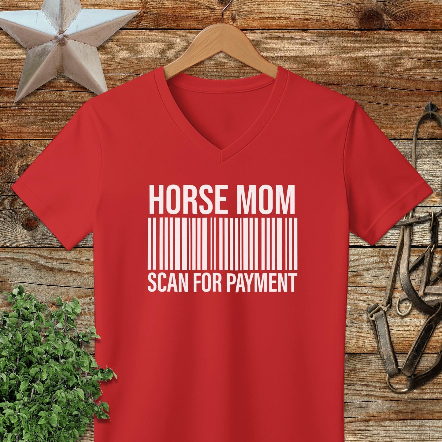 Horse Mom Scan for Payment V-neck