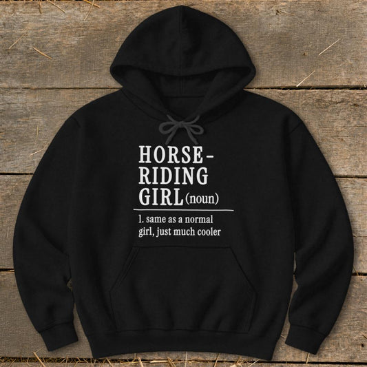 Horse Riding Girl Hoodie - Black