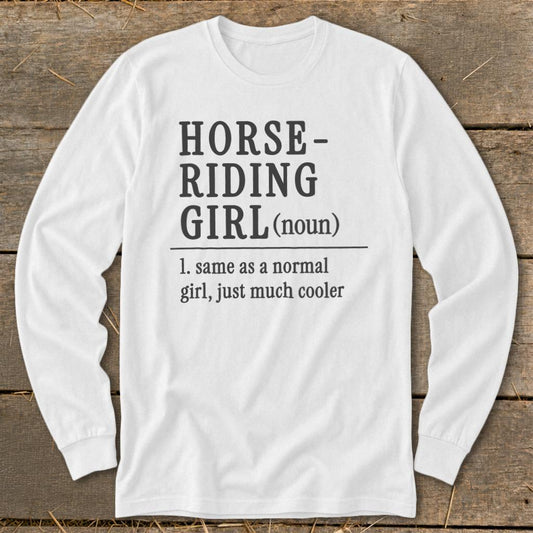 Horse Riding Girl Long Sleeve Tee - Ash
