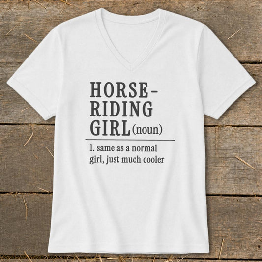 Horse Riding Girl V-neck - Ash