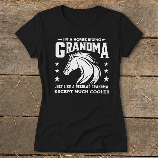 Horse Riding Grandma Ladies Tee