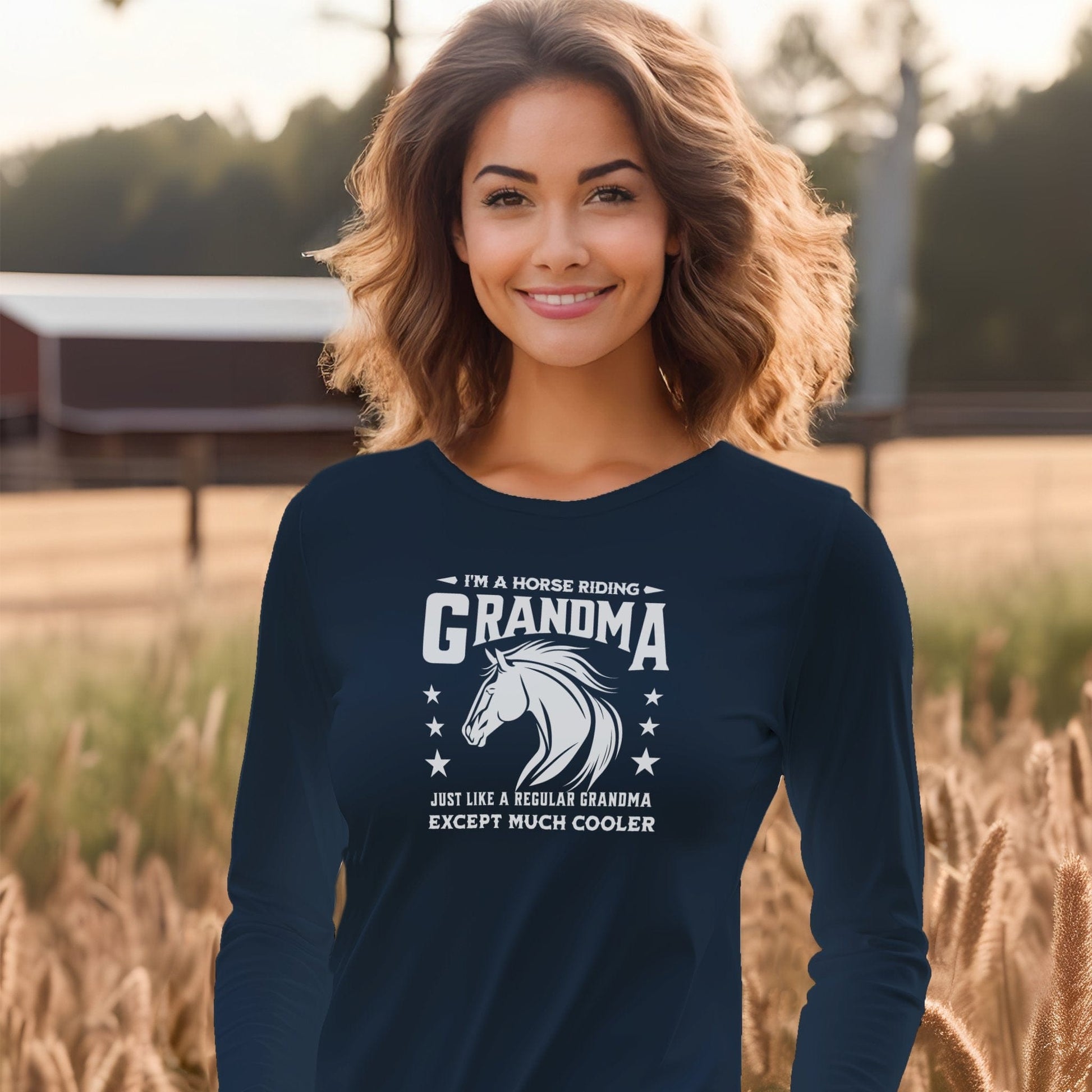 Horse Riding Grandma Long Sleeve Tee