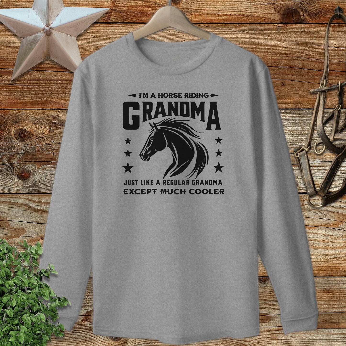 Horse Riding Grandma Long Sleeve Tee