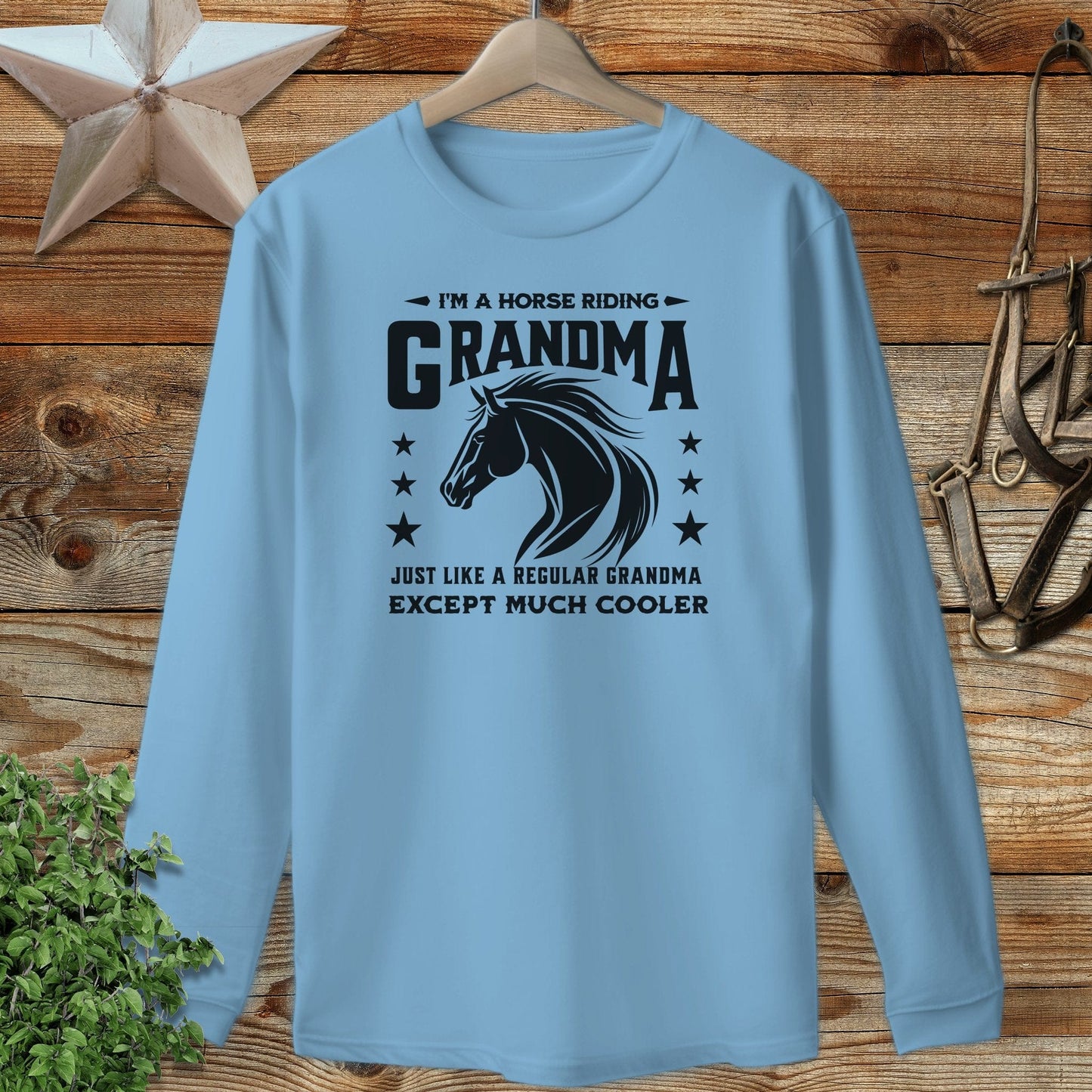 Horse Riding Grandma Long Sleeve Tee
