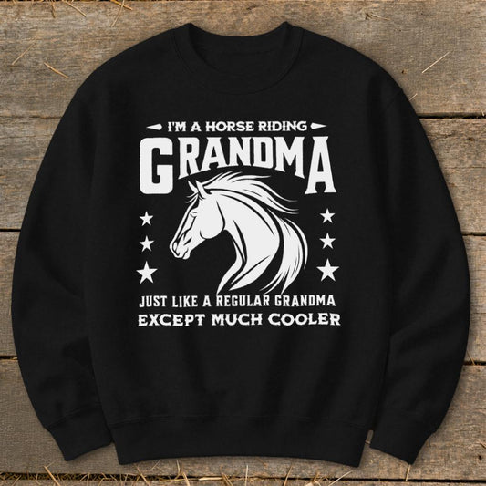Horse Riding Grandma Sweatshirt - Black