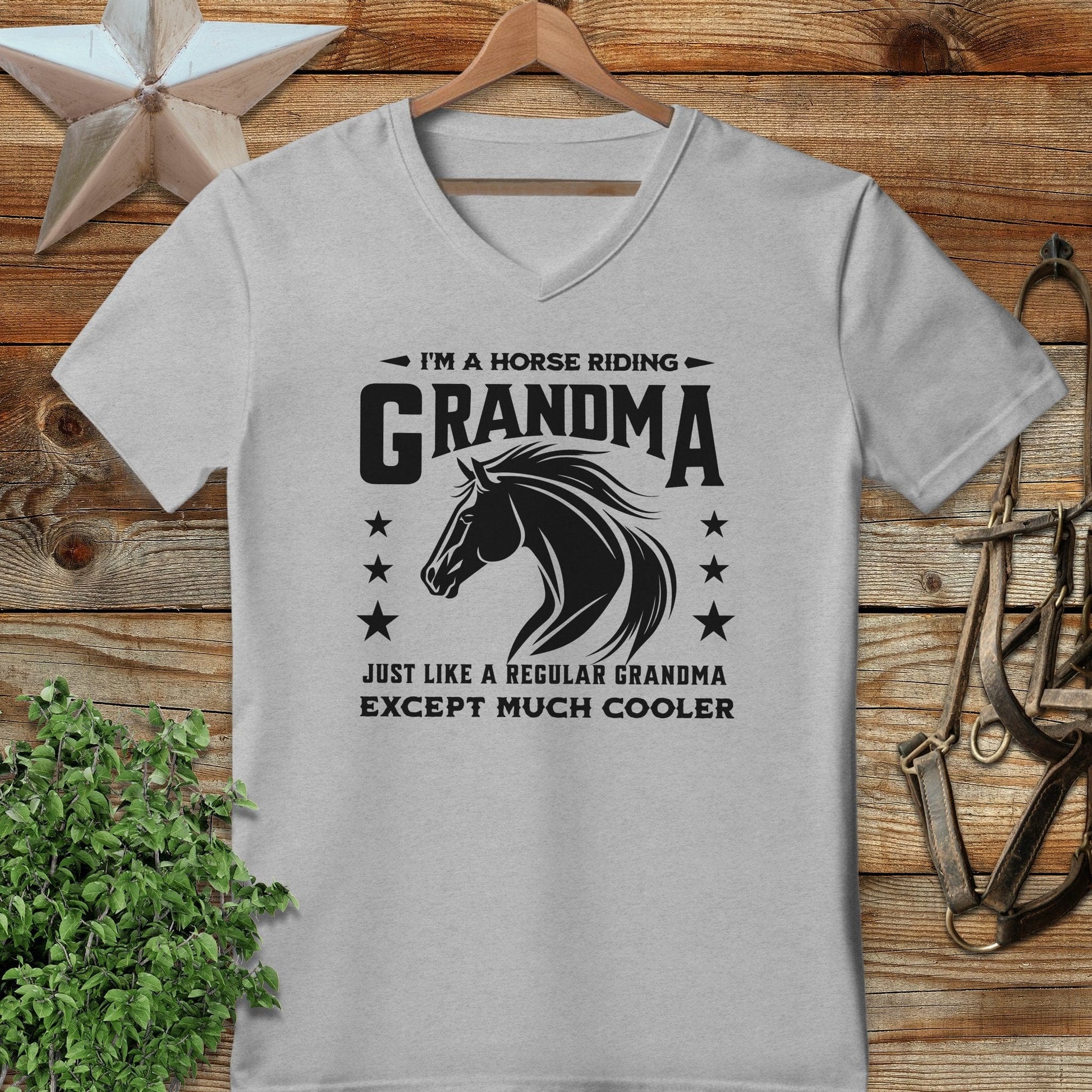 Horse Riding Grandma V-neck