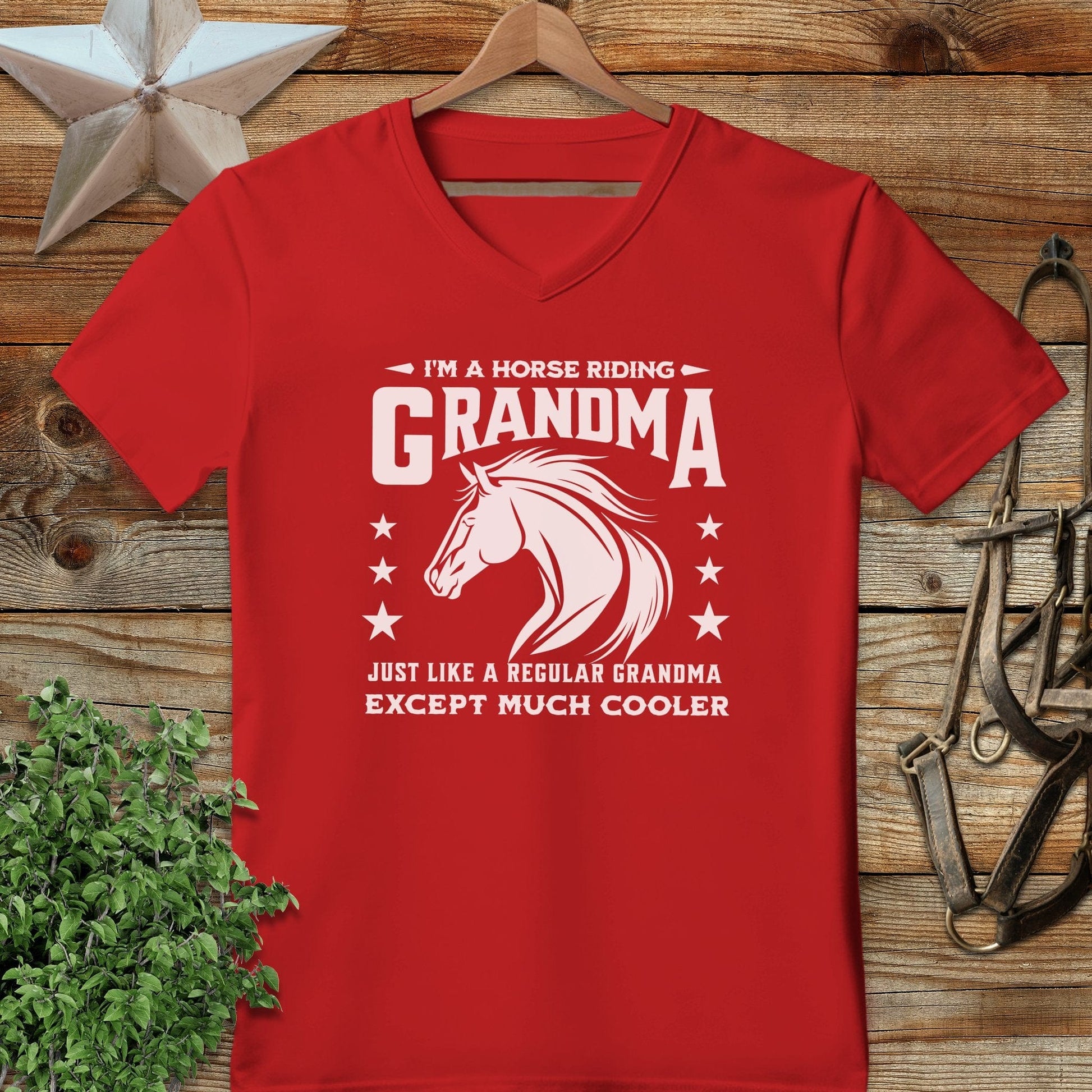 Horse Riding Grandma V-neck