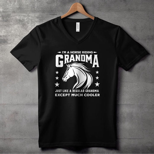 Horse Riding Grandma V-neck (Adult)