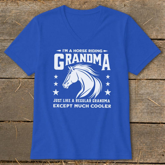 Horse Riding Grandma V-neck - True Royal