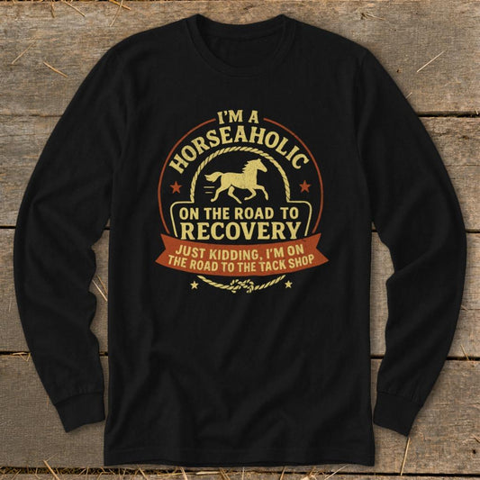 Horseaholic Long Sleeve Tee - Black