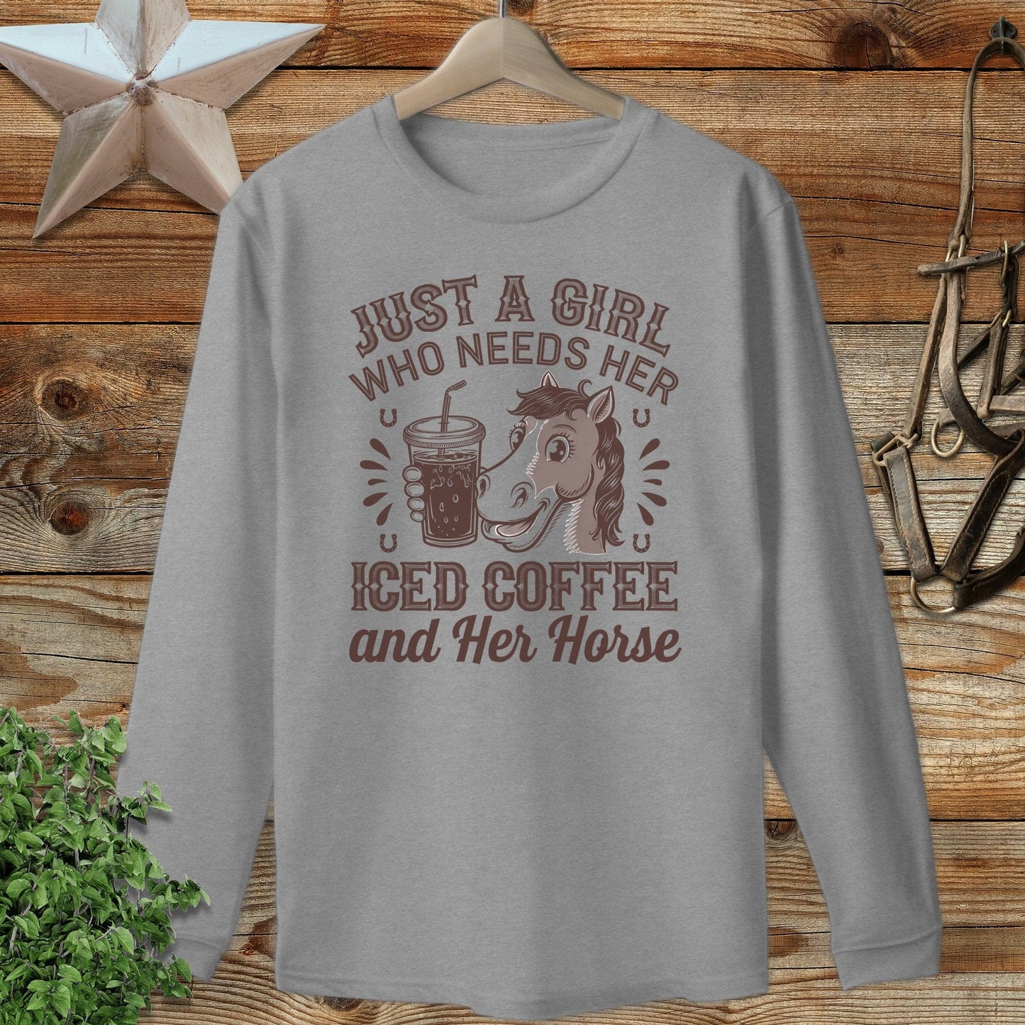 Iced Coffee And Horse Long Sleeve Tee
