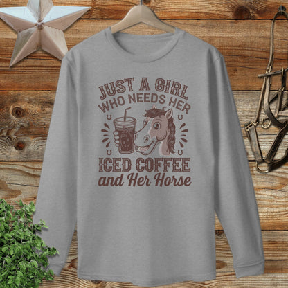 Iced Coffee And Horse Long Sleeve Tee