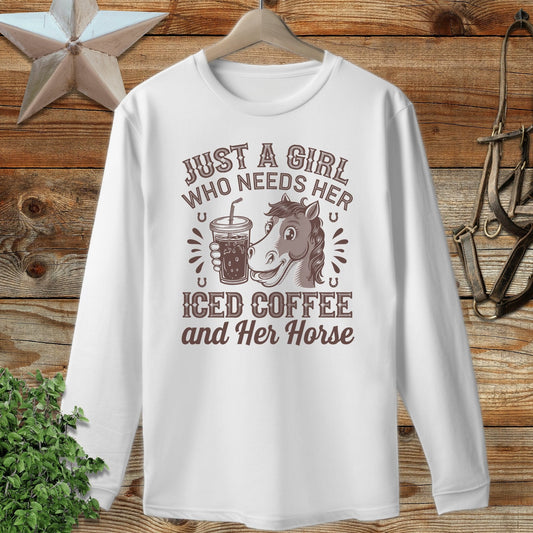 Iced Coffee And Horse Long Sleeve Tee