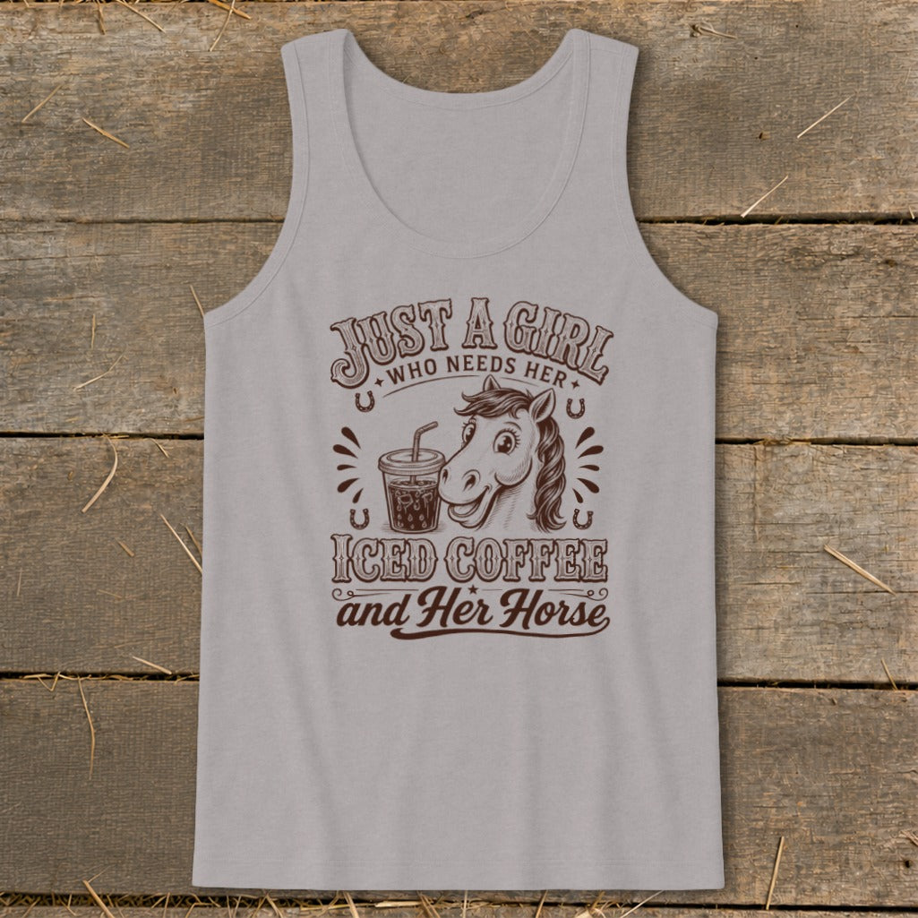 Iced Coffee And Horse Tank Top - Athletic Heather